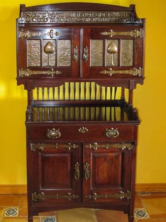 Antique Victorian Arts & Crafts Mahogany Smoker's Cabinet